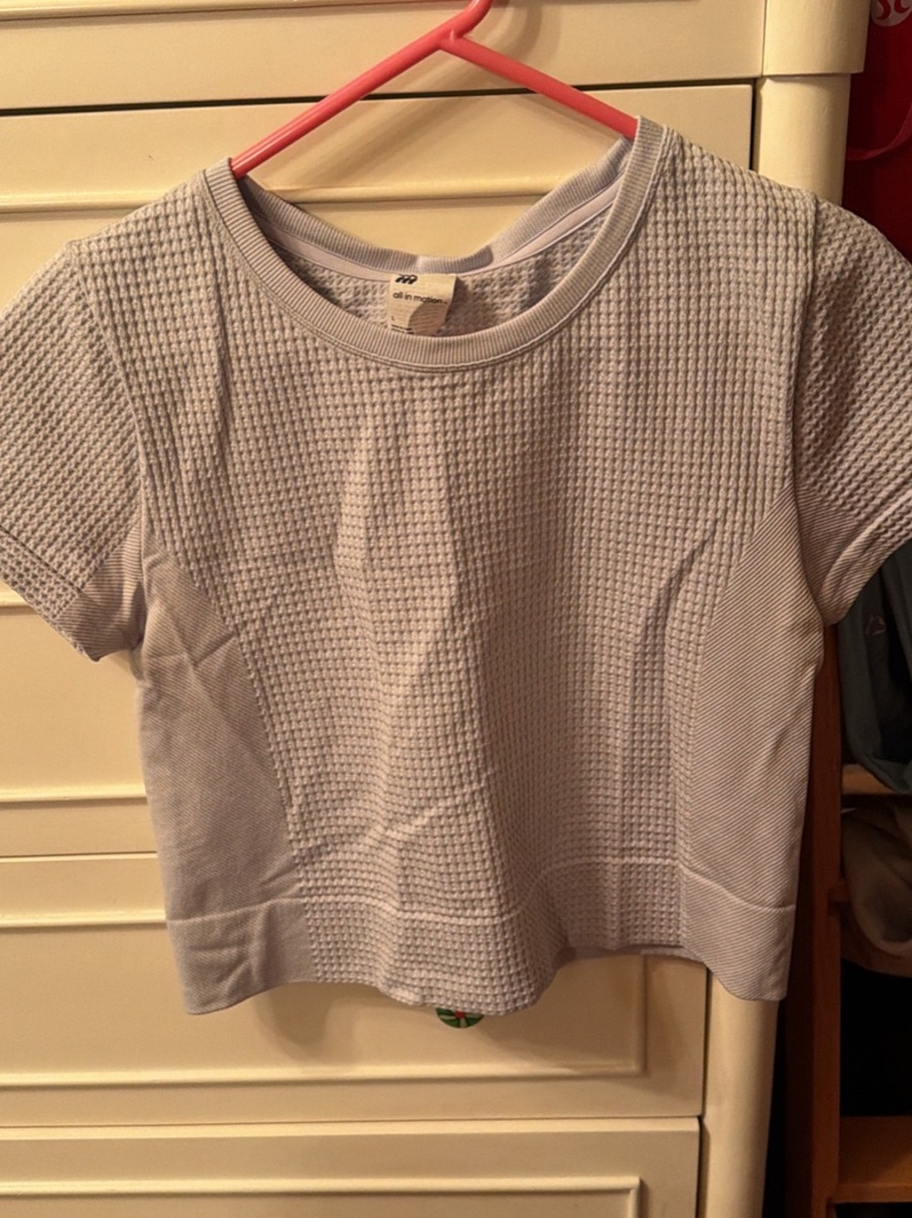 Textured Short-Sleeve Crop Top in Light Purple